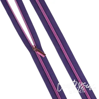 Moonflower #5 Nylon Tula Pink Coil Zipper 3yds and 9 Pulls