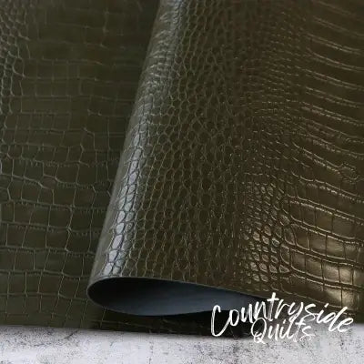 Moss Green Faux Alligator Leather 5yds