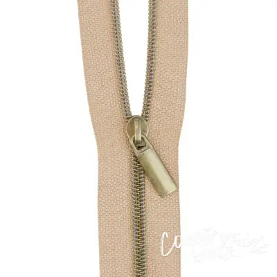 Natural #3 Nylon Antique Coil Zippers: 3 Yards with 9 Pulls
