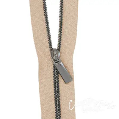 Natural #3 Nylon Gunmetal Coil Zippers: 3 Yards with 9 Pulls