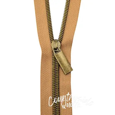 Natural #5 Nylon Antique Coil Zippers: 3 Yards with 9 Pulls