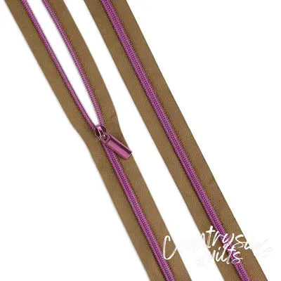 Natural #5 Nylon Tula Pink Coil Zipper 3yds and 9 Pulls