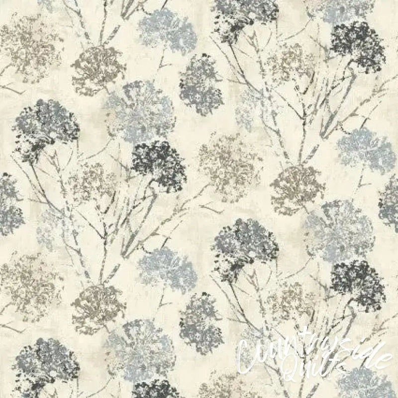 Natural Plaster Dandelion Stamp Cotton Wideback Fabric per yard