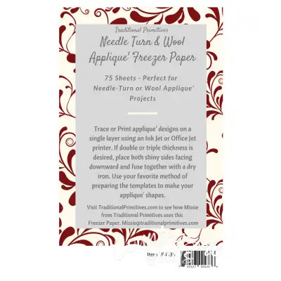 Needle Turn & Wool Applique Freezer Paper