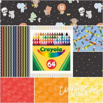 New Box of Crayons 1 Yard Bundle Black, 8pcs