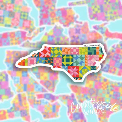 North Carolina State Quilt Stickers 6pk