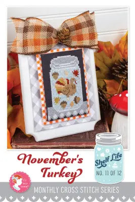 November's Turkey Shelf Life Cross Stitch Pattern
