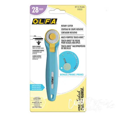 OLFA 28mm Aqua Quick Change Rotary Cutter & Bonus Touch Knife