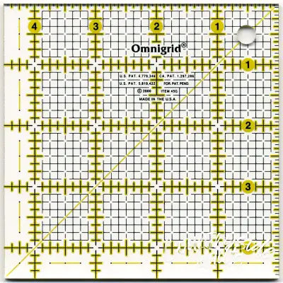 Omnigrid Ruler 4 1/2in Square All-Over Grid