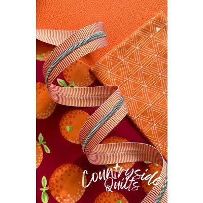 Orange Stripe Zipper Tape with Nickel Teeth