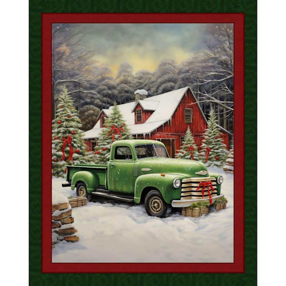 45" Christmas at the Barn Panel