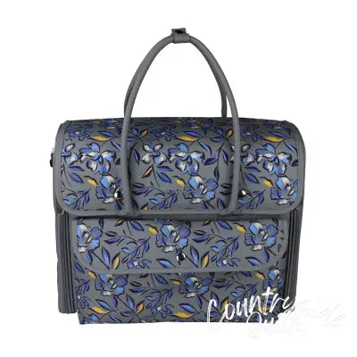 Over the Shoulder Sewing Machine Carry Tote Blue Grey Floral