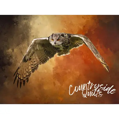 Owl on the Prowl in Flight Panel 25.25in x 17.75in