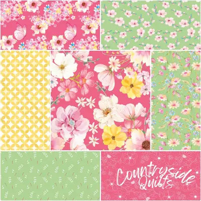 Painted Petals 1 Yard Bundle Pink, 7pcs