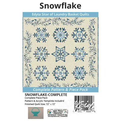 Paper Piece and Acrylic Fabric Cutting Template Pack for Snowflake Complete Set