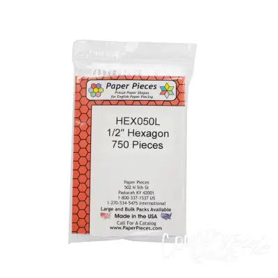 Paper Piece Hexagon Pack 1/2in 750pc