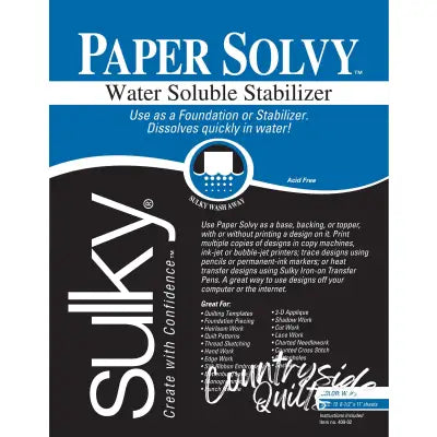 Paper Solvy Water Soluble Stabilizer 8.5in x 11in 12 ct