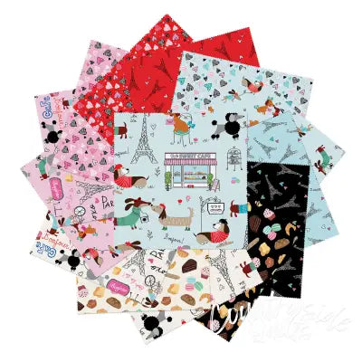 Parisian Pups 10in Squares, 42pcs/bundle