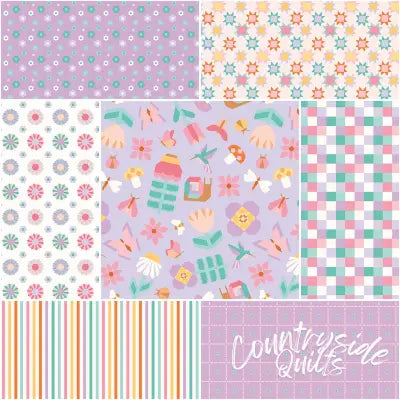 Patchwork 1 Yard Bundle Purple, 7pcs