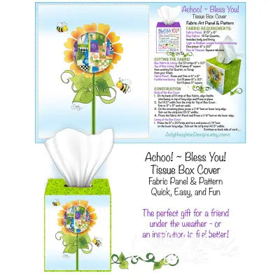 Patchwork Flower Tissue Box Panel and Pattern