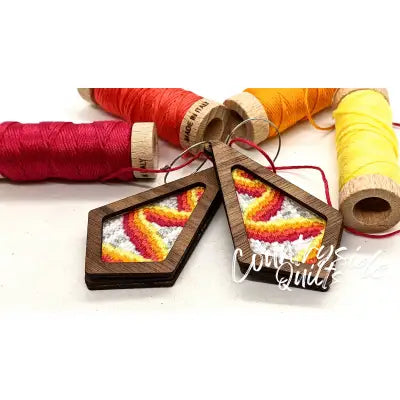 Pathways Bargello Earrings Walnut