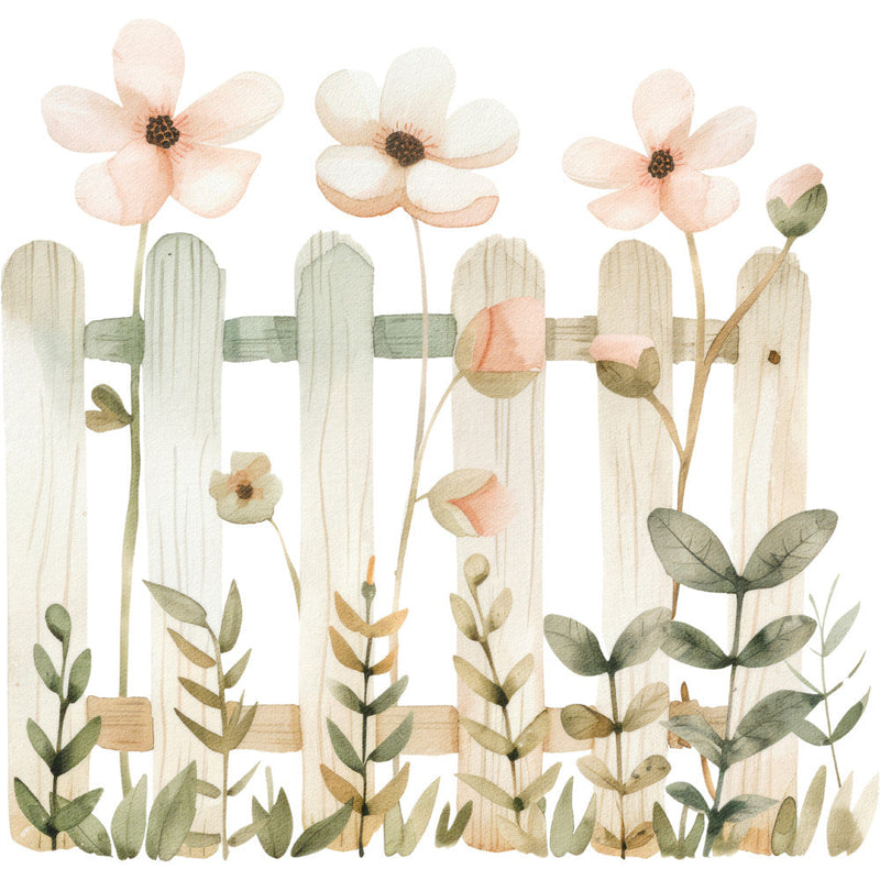 Watercolor Farm Fabric Panel 29