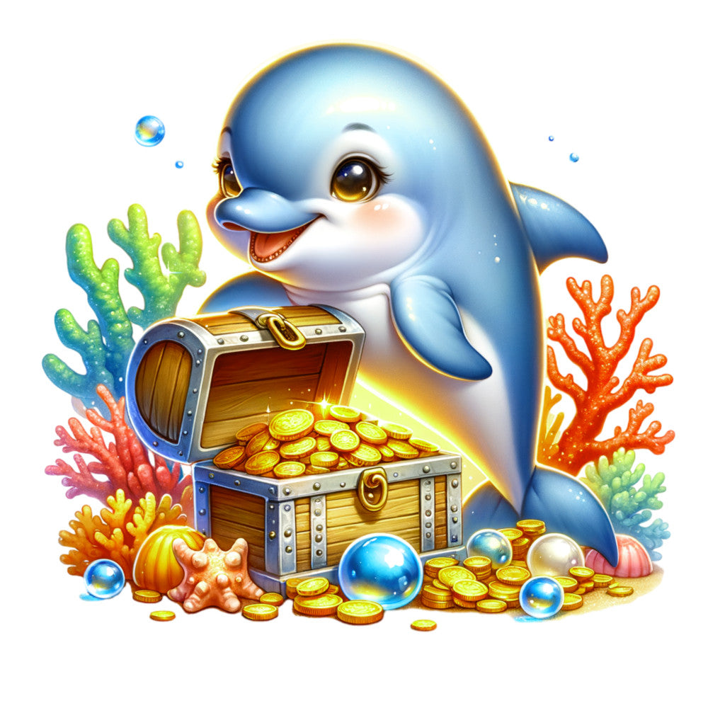 Watercolor Cute Dolphin Fabric Panel 10