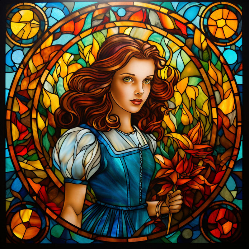 Stained Glass Wizard of OZ Fabric Panel 1