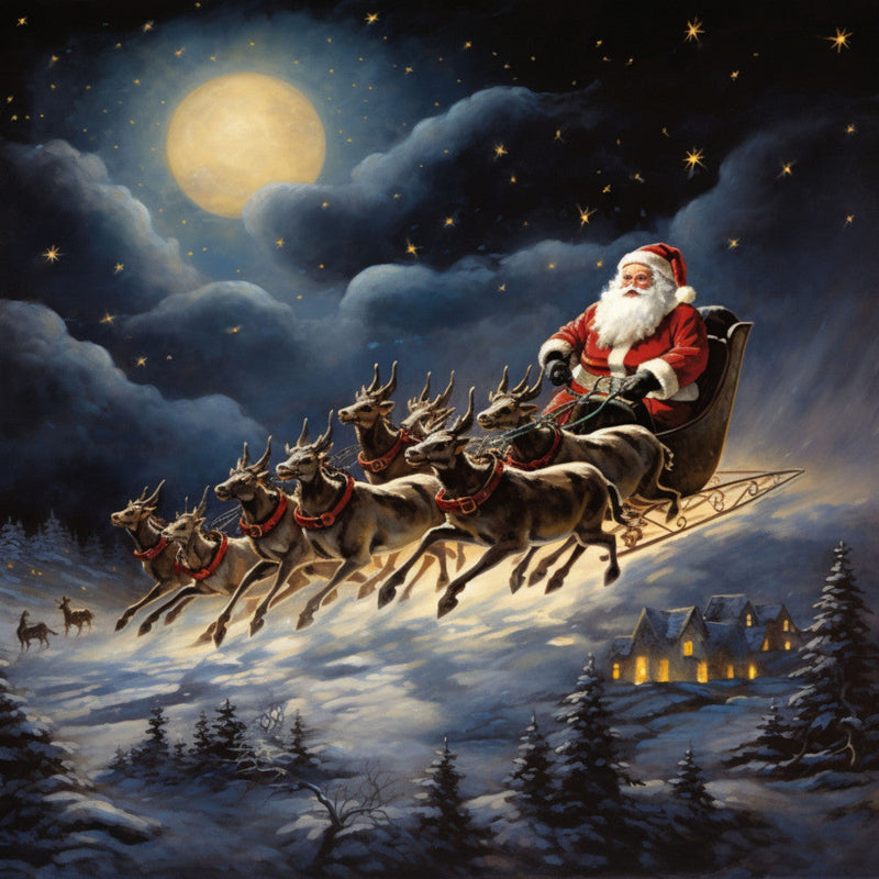Santa Claus Flying Fabric Panel 11
