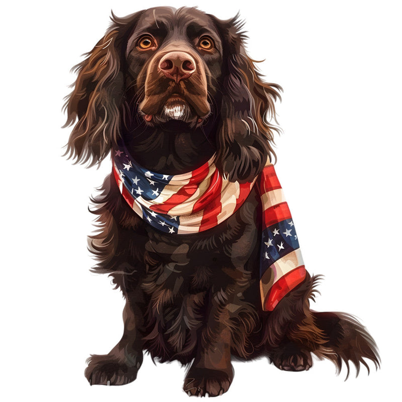 Dogs with American Flag Fabric Panel 10
