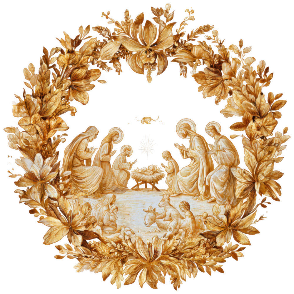 Gold Nativity Fabric Panel 22