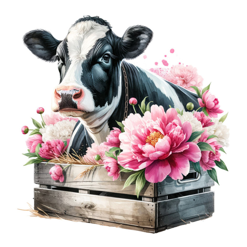 Floral Cows Fabric Panel 1