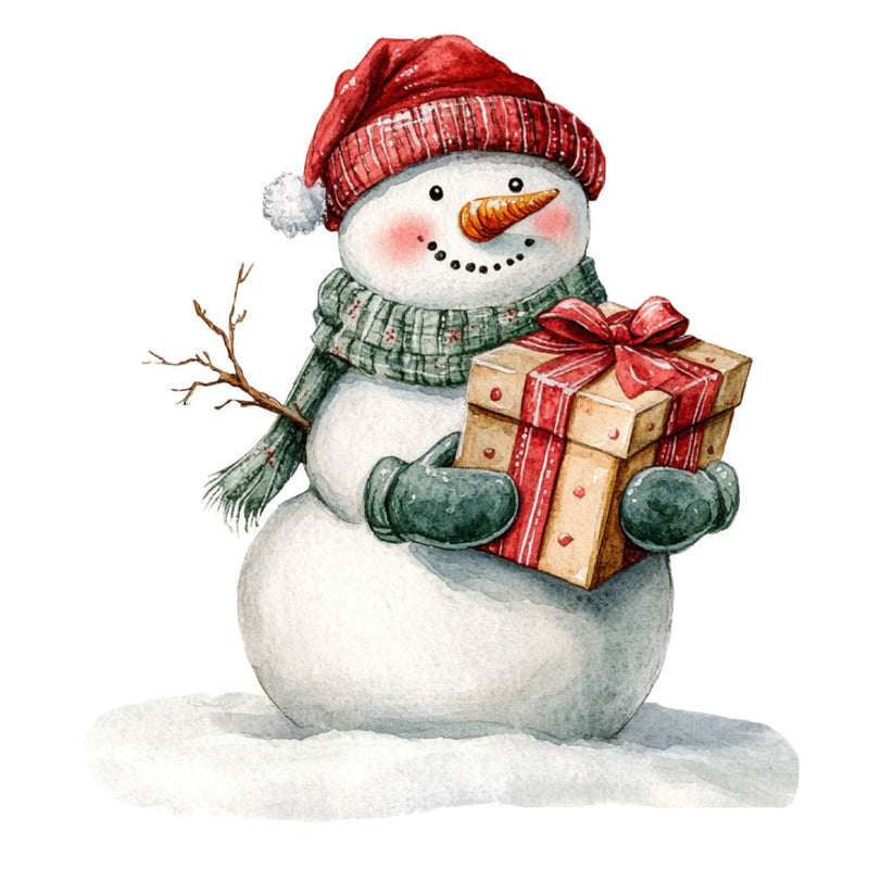 Watercolor Christmas Snowman Fabric Panel 4