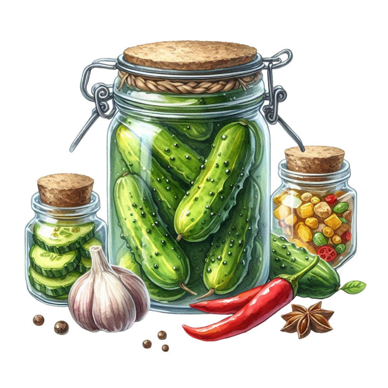 Pickle in a Glass Jar Fabric Panel 16