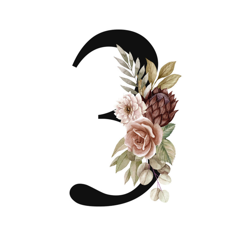 Alphabet with Watercolor Flowers Fabric Panel 15