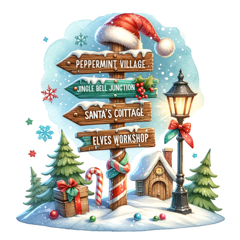 Christmas Signpost Fabric Panel 9