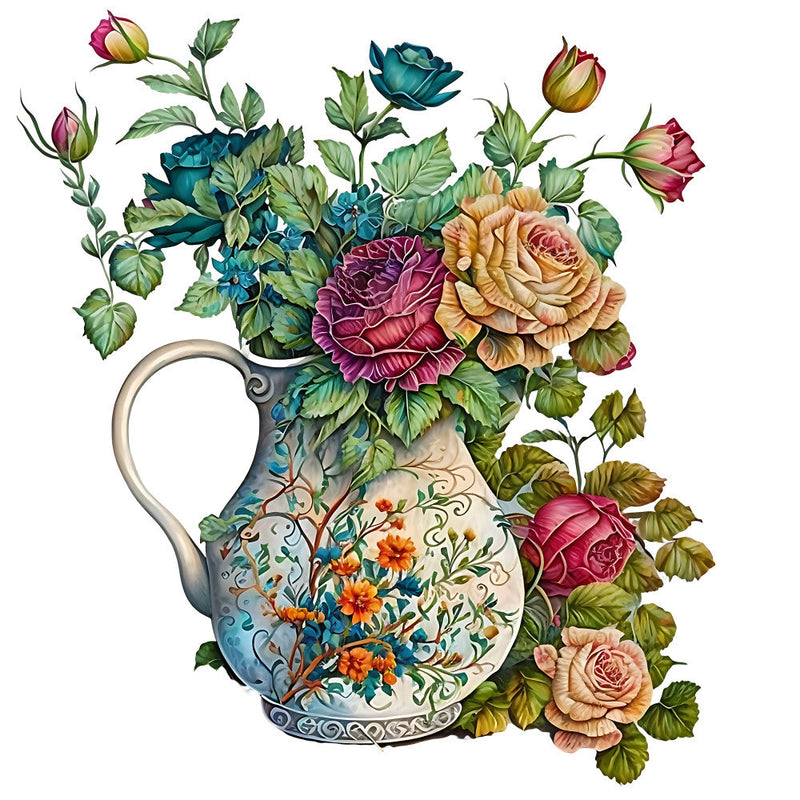 Watercolor Rose Vase Fabric Panel 4