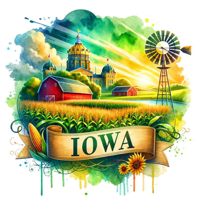 US States Retro Travel Fabric Panel 42