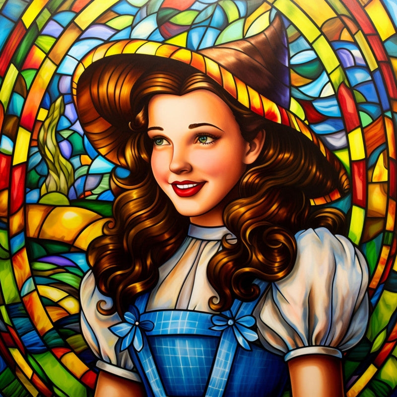 Stained Glass Wizard of OZ Fabric Panel 3