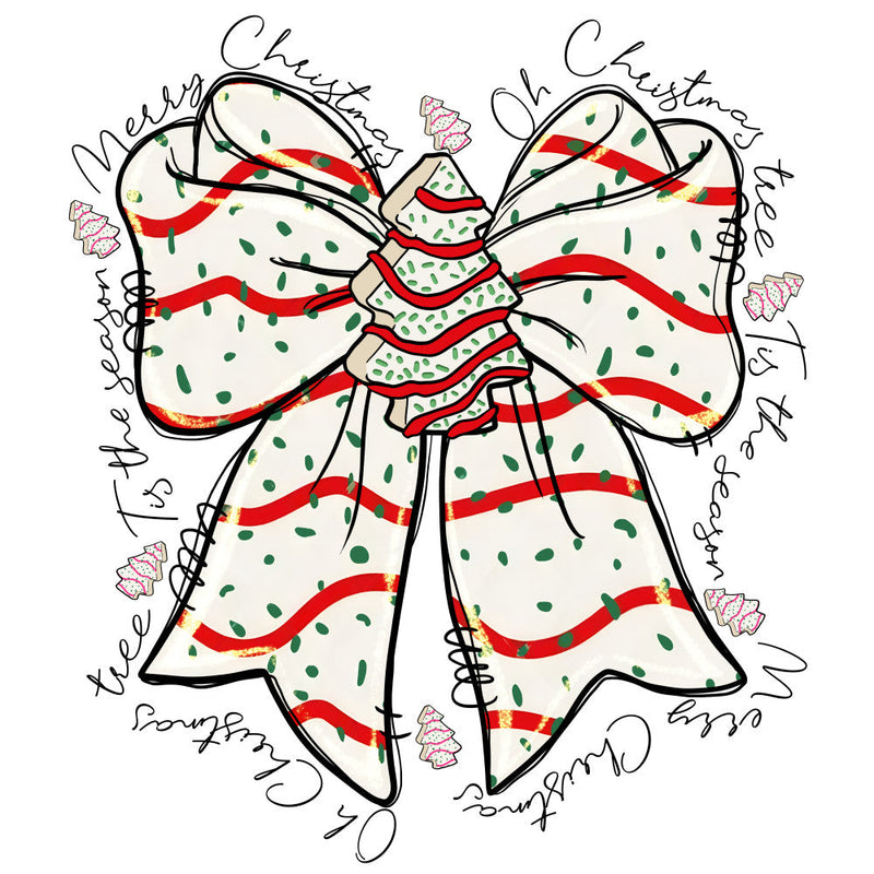 Bow Christmas Tree Cakes Fabric Panel 1