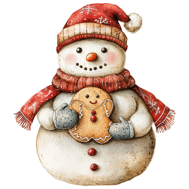 Watercolor Christmas Snowman Fabric Panel 24