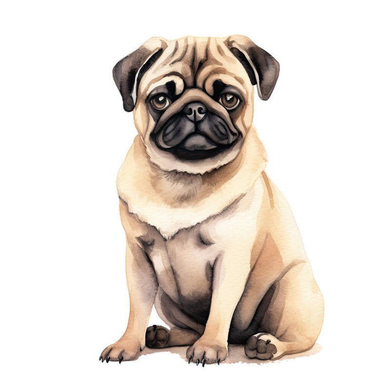 Watercolor Pug Fabric Panel 38