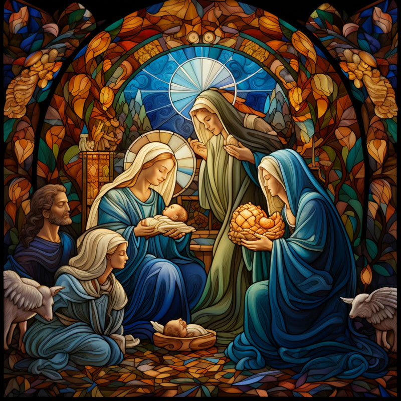 Nativity Stained Glass Fabric Panel 7