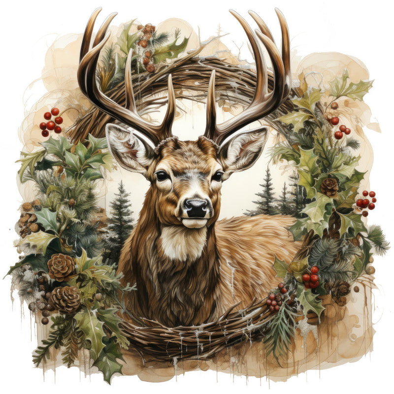 Vintage Deer Head Fabric Panel 10