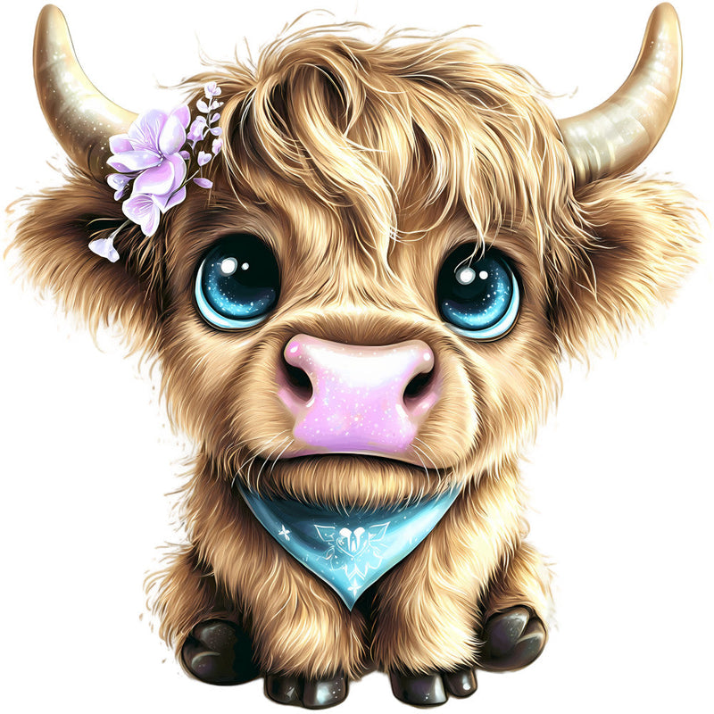 Adorable Highland Cows Fabric Panel 7