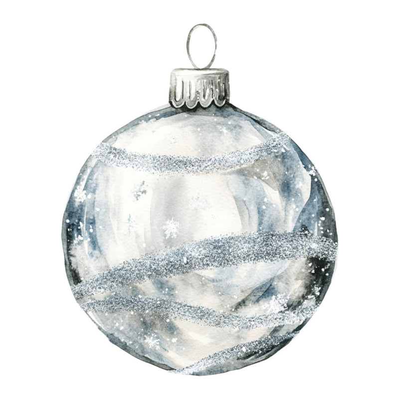 Watercolor Christmas Ornaments Fabric Panel 14