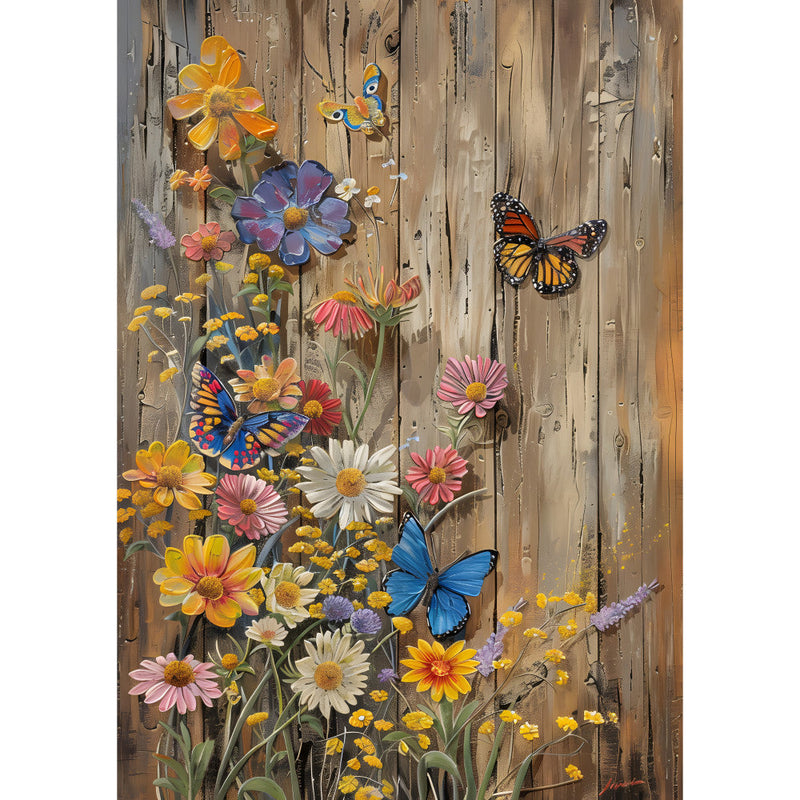 Rustic Butterfly Wall Art Fabric Panel 1