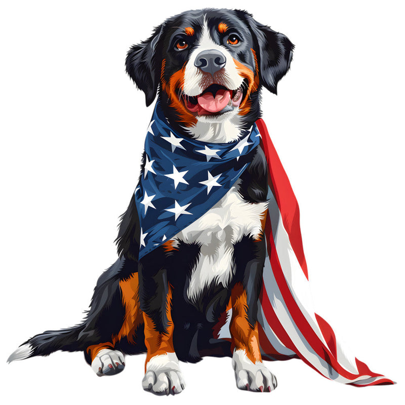 Dogs with American Flag Fabric Panel 29