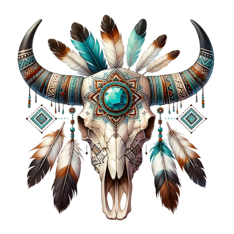 Tribal Skulls Fabric Panel 8