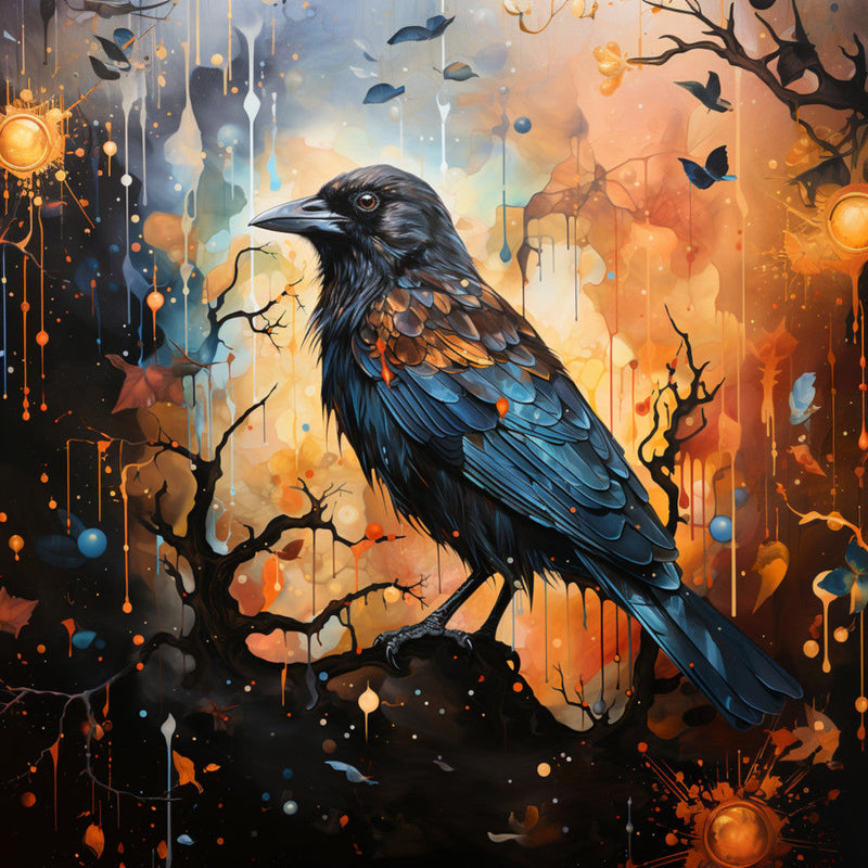 Watercolor Crows Fabric Panel 5